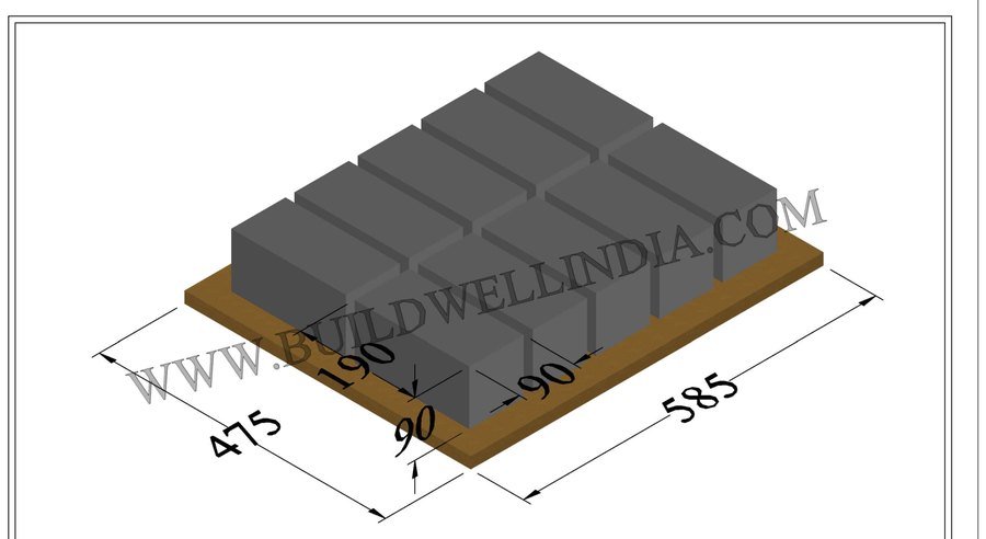 Fly Ash Brick 190 × 90 × 90 mm on pallet