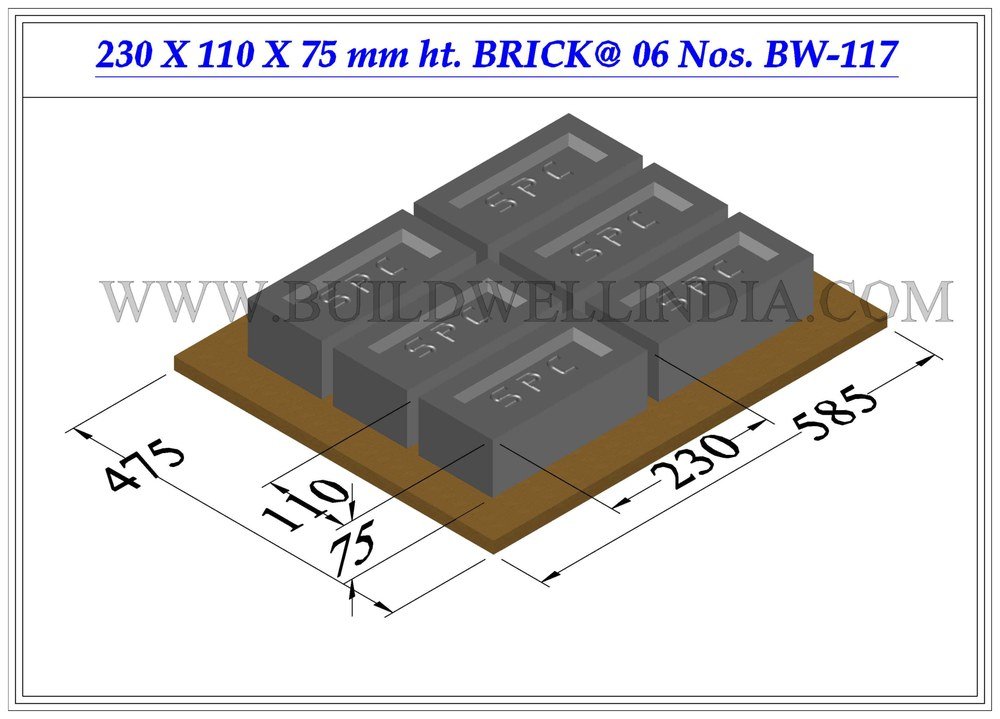 Fly Ash Brick 230 × 110 × 75 mm on pallet