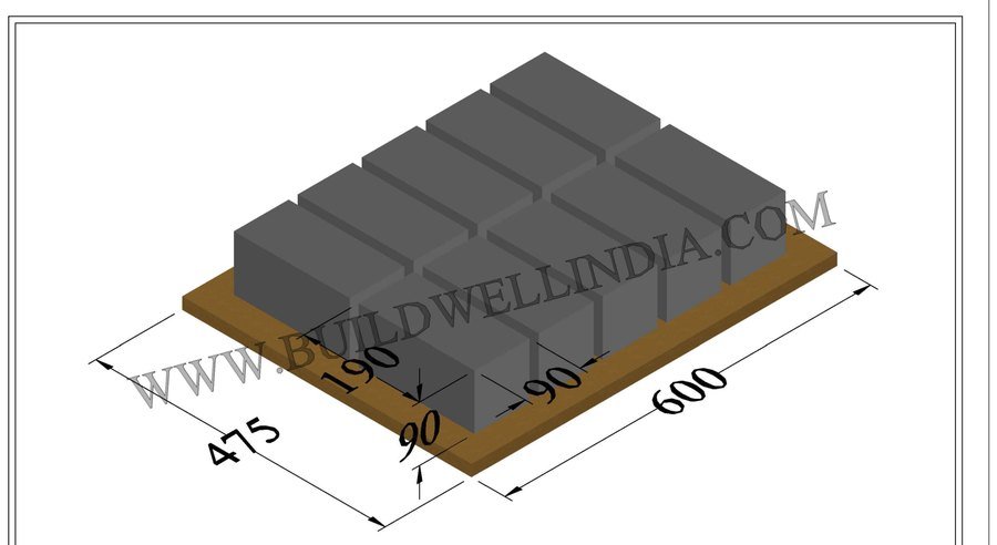 Fly Ash Brick 190 × 90 × 90 mm on pallet