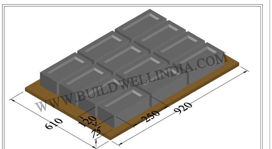 Fly Ash Brick 250 × 120 × 75 mm on pallet
