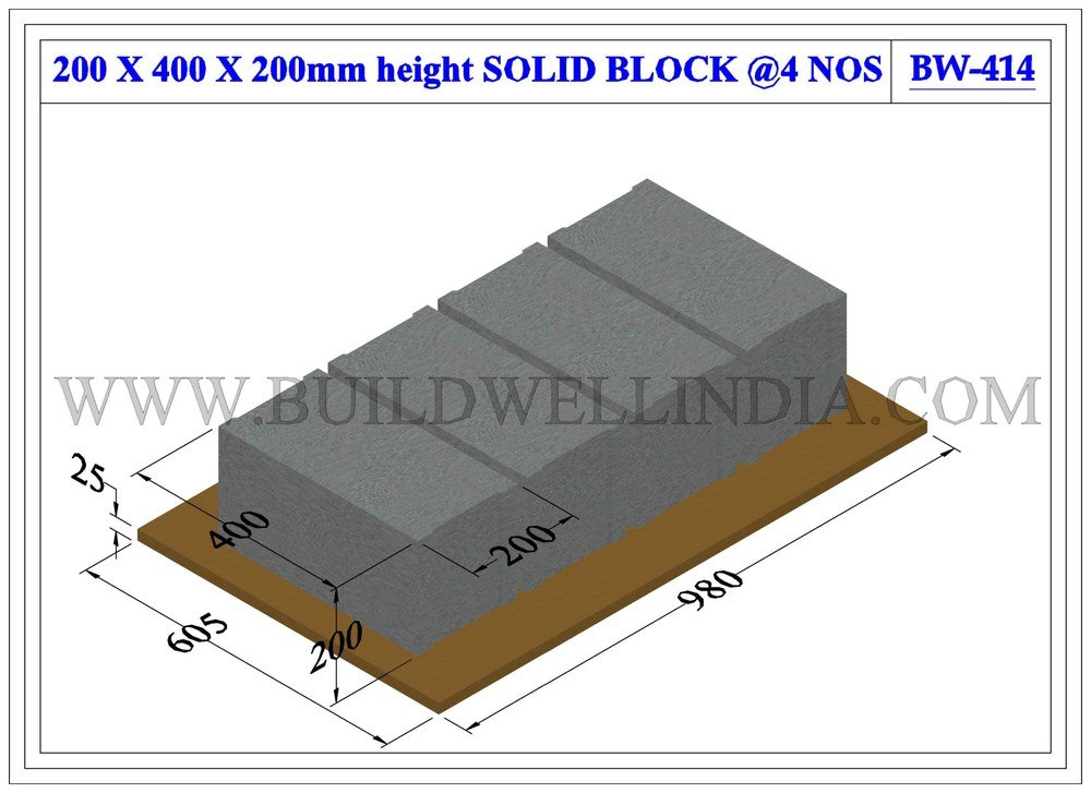 Solid Block 400 × 200 × 200 mm on pallet
